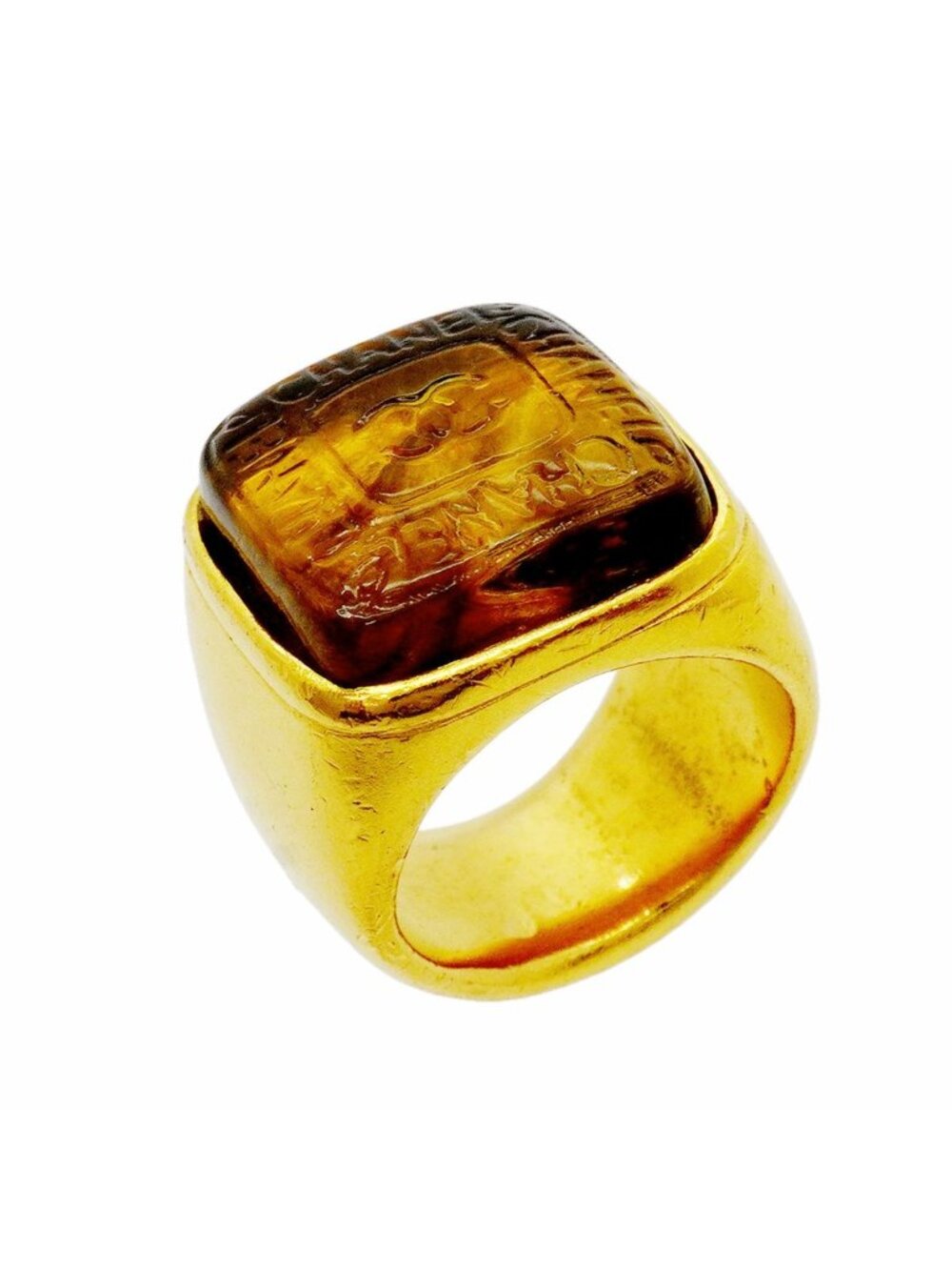 Chanel Ring CC Logo Gold Plated Gripoix